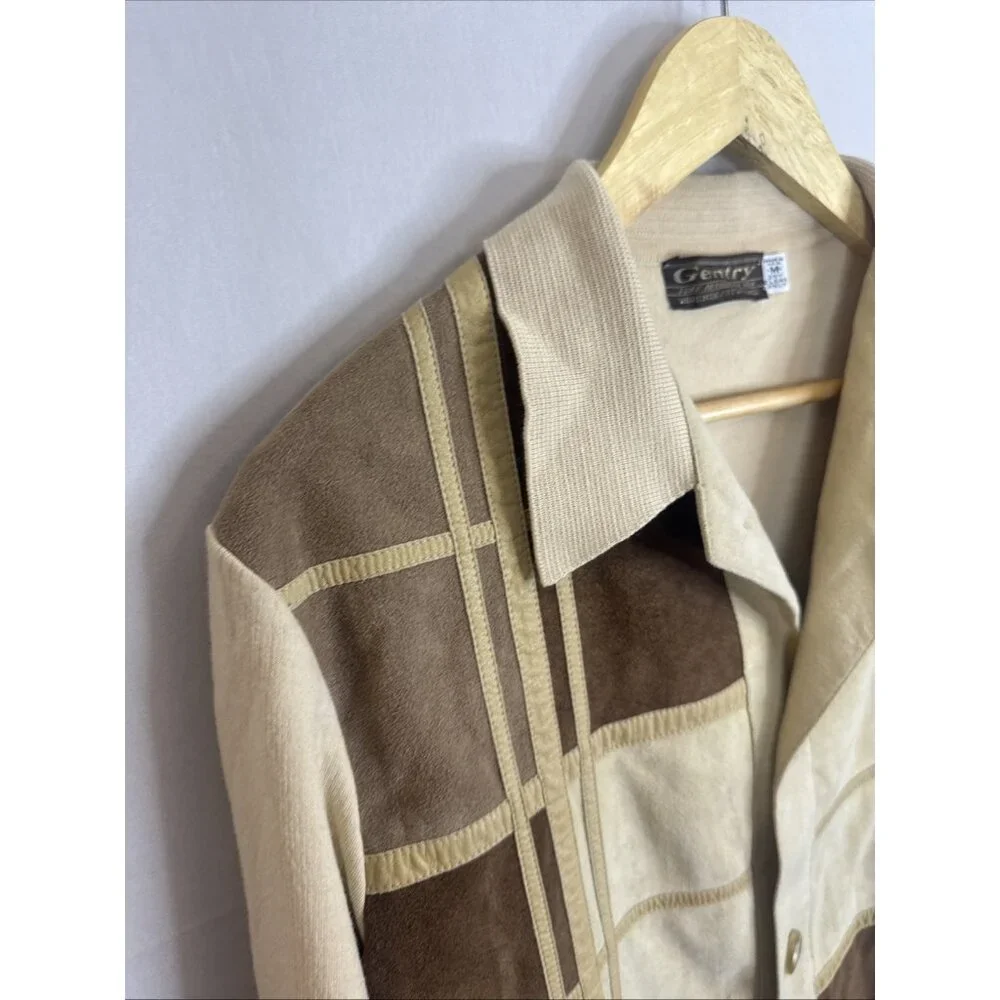 Vintage Gentry Gaucho Walking Suit Cardigan Sweater‎ Mens M USA Wool Faux Suede